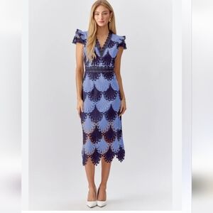 Adelyn Rae Blue and Navy Midi Dress